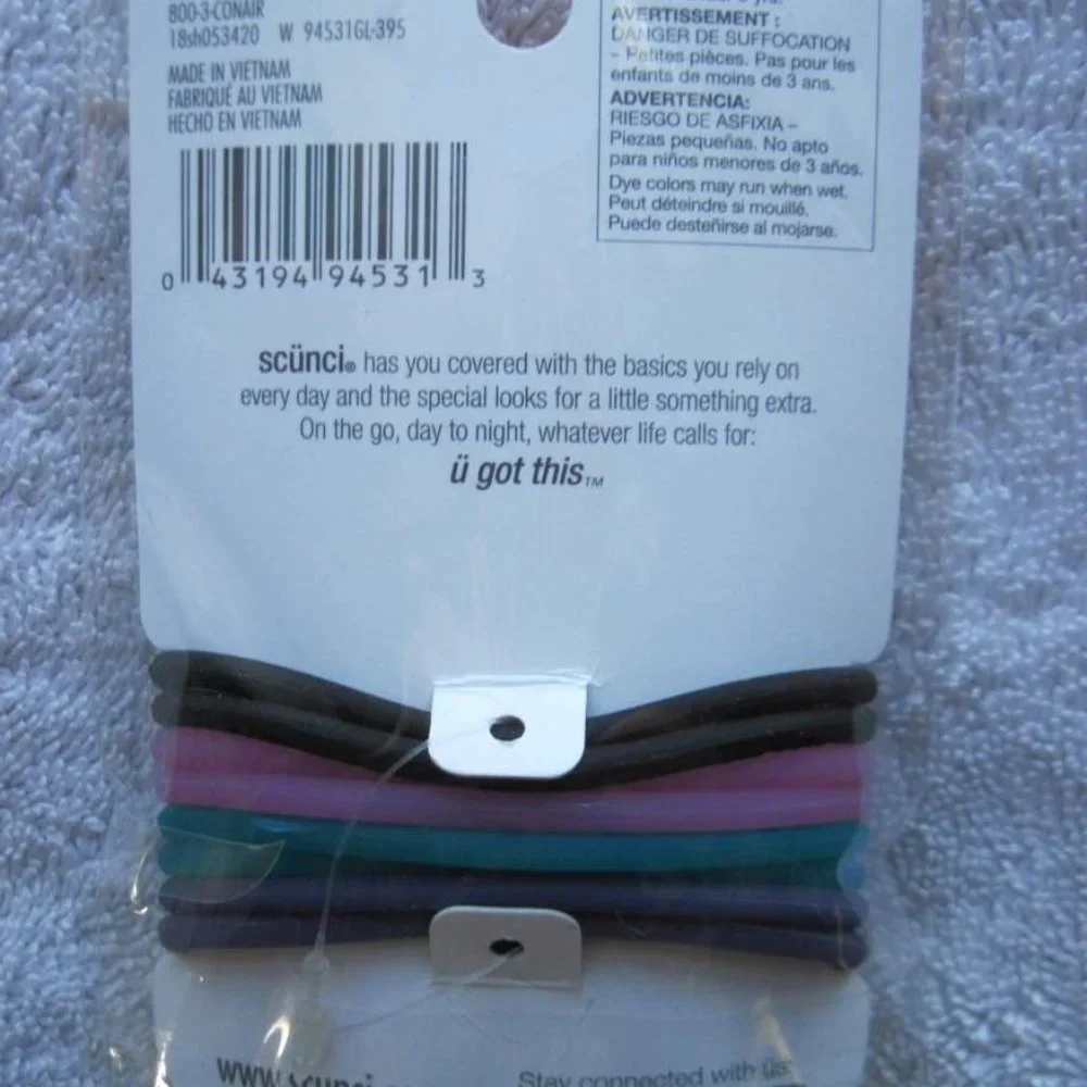 8 Scunci No Slip Grip Slide Proof Super Hold Stay Elastics Ponytailer Hair Bands